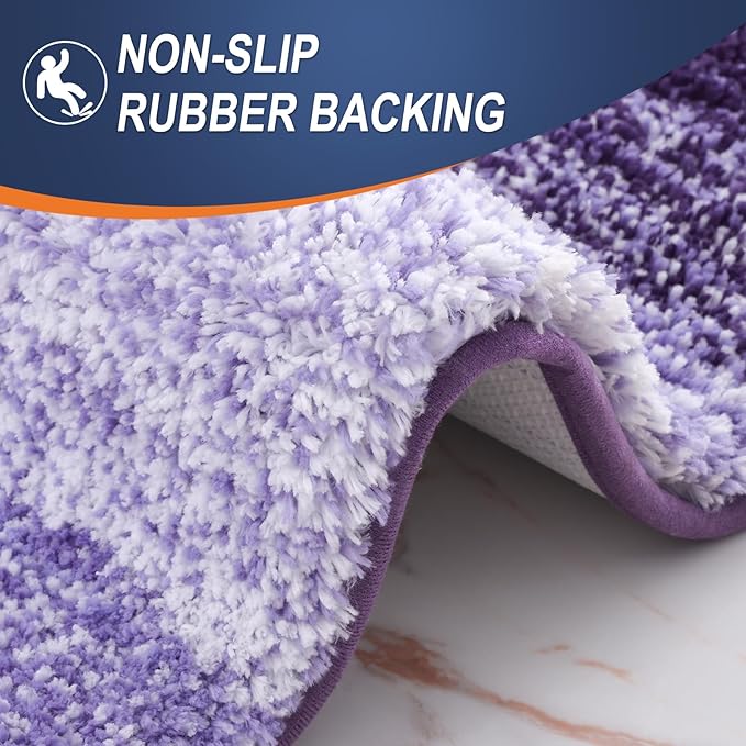 OLANLY Bathroom Runner Rugs Mat 47x20, Extra Soft Absorbent Microfiber Bath Rugs, Rubber Backing, Quick Dry, Washable Long Bath Mats for Bathroom Floor, Tub and Shower, Home Decor Accessories, Violet
