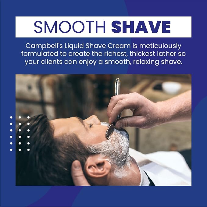 Campbell’s Pre-Mixed Liquid Shave Cream Lather, Barber Shaving Cream Lather Solution, Professional Shaving Supplies and Products, 64 Ounces - 4 Bottles