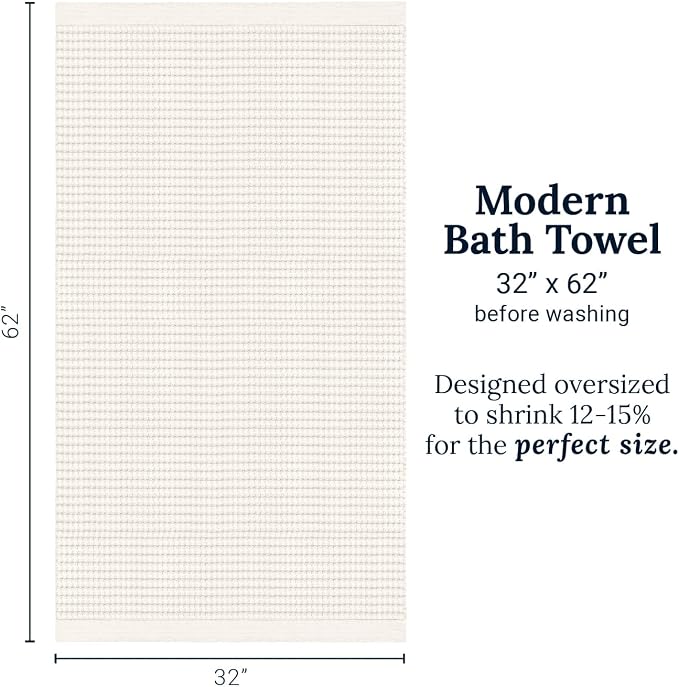 GILDEN TREE Waffle Towels for Bathroom Luxury 100% Cotton Bath Towels, Quick Dry Towel, Thin Super Absorbent Lint Free Shower Towels, Bath Towels Set of 2, Modern Style (Cream)