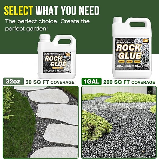 Rock Glue for Landscaping - 1 Gallon Heavy Duty Gravel Binder and Pebble Lock, Clear Drying Permeable Landscape Glue for Pea Gravel, River Rock, Stones & Mulch, Eco-Friendly, DIY Pathway