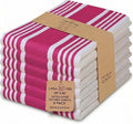 Urban Villa Kitchen Towels 100% Cotton Dish Towels for Kitchen(Set of 6)20”x30” Dish Cloths Highly Absorbent Kitchen Linen Set with Hanging Loop Perfect for Drying Dishes Cleaning Towels-Fuchsia White