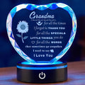 Gifts for Grandma with Colorful LED Base, Meaningful Heart Crystal Grandma Birthday Gifts, Great Gift Ideas for Grandmother on Mothers Day Thanksgiving from Granddaughter or Grandson