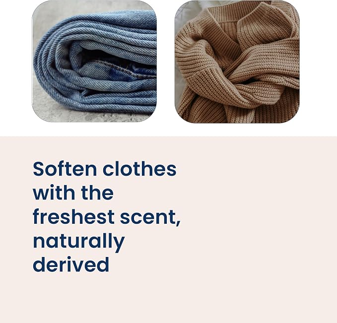 Truly Free Natural Fabric Softener | Non-Toxic for Babies & Kids Sensitive Skin | Plant-Based Laundry Softening Conditioner | Safe, Gentle & Chemical-Free | Unscented | 4 Pack Refill