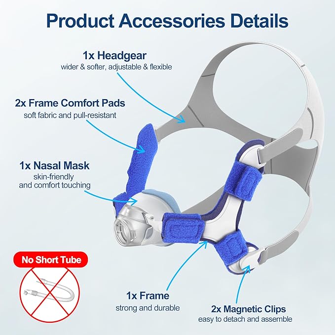 Upgraded Supplies for Airfit N20, Includes Head Strap, Frame, Nasal Cushion(M), Softer Nose Touching for Airtouch N20 Users, Secure Seal & Enhanced Comfort CPAP Supplies by MEDICOLOR, Medium