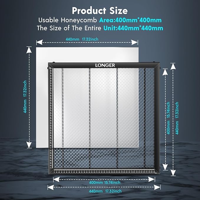 Longer New Upgrade RAY5 20W with Air Pump,440mm*440mm Honeycomb, Y-axis Rotary Roller 360° Rotation with Bracket，8Pcs Laser Engraver Raiser Laser，DIY Engraver Tool for Metal/Glass/Wood