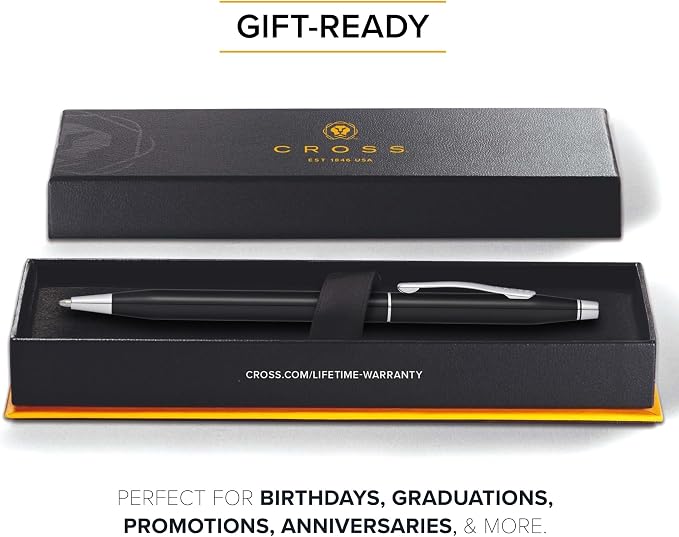 Cross Classic Century Black Lacquer Ballpoint Pen - Refillable Pen for Effortless Writing - Black Ink - Durable Construction - Premier Distinctive Look - Gift-Ready