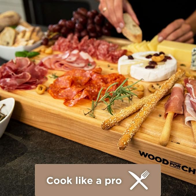 Large Wood Cutting Board from North American Maple - A Butcher Block That Comes with Juice Groove for Cutting Meat and Juicy Veggies Easily- Maple Chopping Board - 20x16x1.5 inches