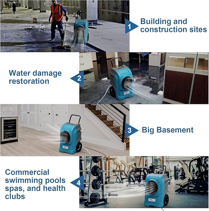 ALORAIR 270 PPD LGR Commercial Dehumidifier with Pump & Drain Hose, Portable Industrial Dehumidifiers with Wheels for Water Damage Restore, Basement, Garage, 6 Years Warranty