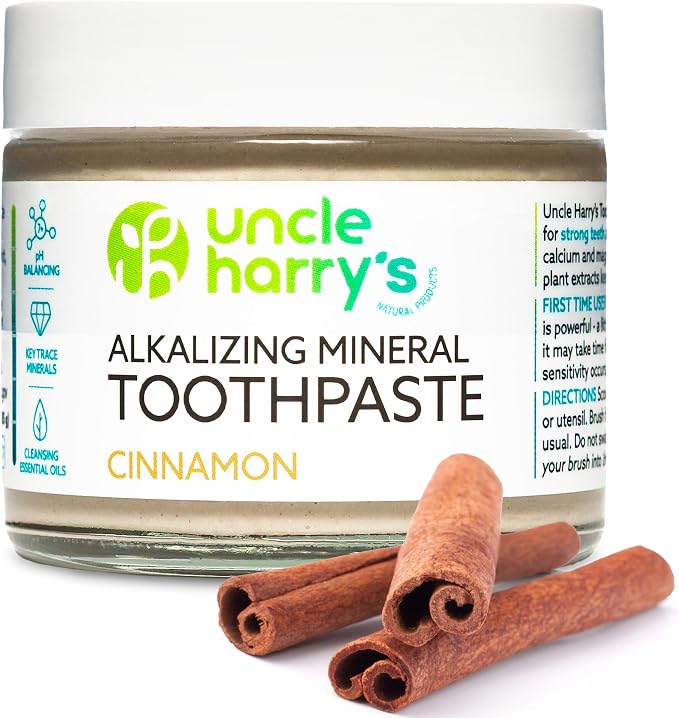 Uncle Harry's Cinnamon Remineralizing Toothpaste | Natural Whitening Tooth Paste Freshens Breath & Promotes Enamel | Vegan Fluoride Free Toothpaste