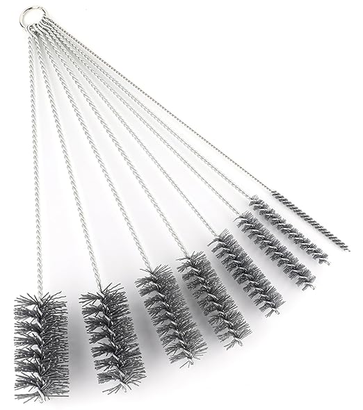 16 Inch Extra Long Pipe Cleaning Brush Set Abrasive Filament, 8 Piece Variety Pack for Removal of Rust, Corrosion, Paint, Etc.