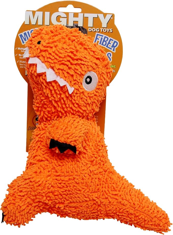 MIGHTY® 2 Pack Microfiber Medium T-Rex Dog Toys | Ultra Durable Plush Toy with Multiple Layers & Reinforced Seams , Washable and Floats , Mighty® Construction