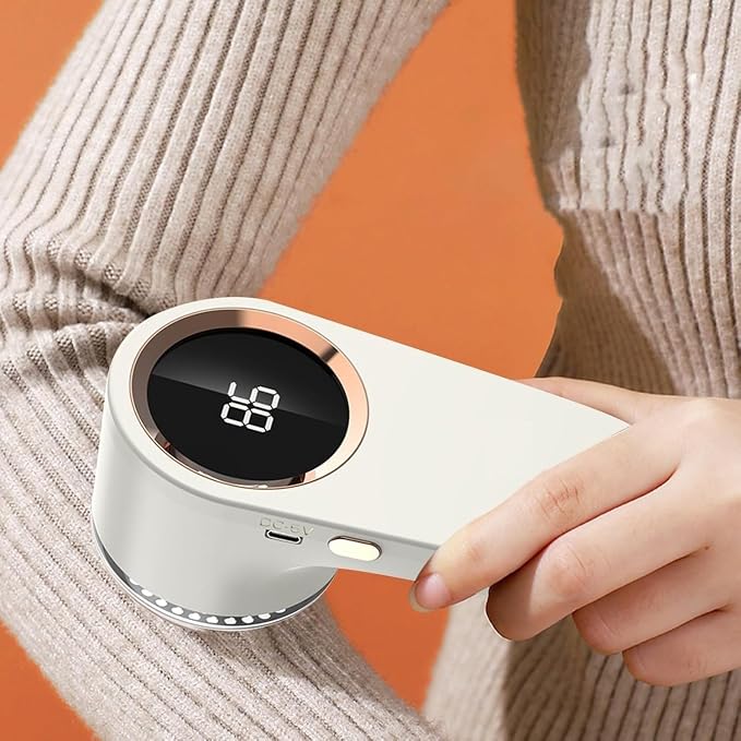Electric Lint Remover for Clothes Rechargeable Cordless, Portable, Powerful Fabric Lint Shaver for Woolen Sweaters, Blankets, Jackets, Burr Pill Remover from Carpets, Curtains (Beige)