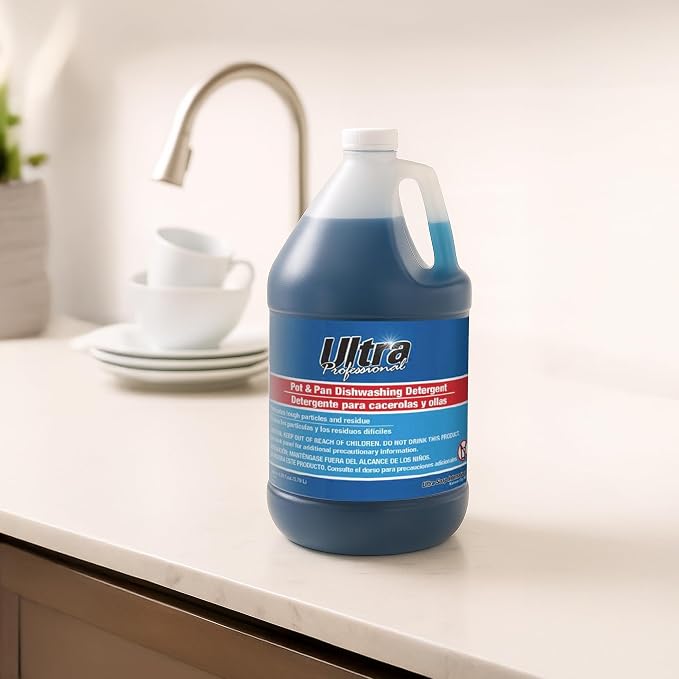 Ultra Professional ™ 4 Pack 1 Gallon Pots & Pan Dishwashing Detergent Dish Cleaning Liquid, Platinum, Blue- Powerful Grease Remover