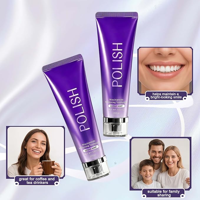 Whitening Toothpaste with Niacinamide, Teeth Cleaning Toothpaste for Fresh Breath and Plaque Removal, Helps Brighten Teeth and Remove Surface Stains for Adult Oral Care, 2 PCS