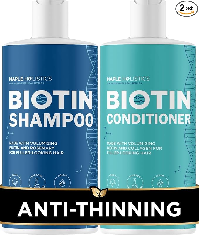 Rosemary Biotin Shampoo and Conditioner Set - Volumizing Shampoo and Conditioner for Thinning Hair for Women & Men with Nourishing B Vitamins - Color Safe Sulfate Paraben & Silicone Free (16 Fl Oz)
