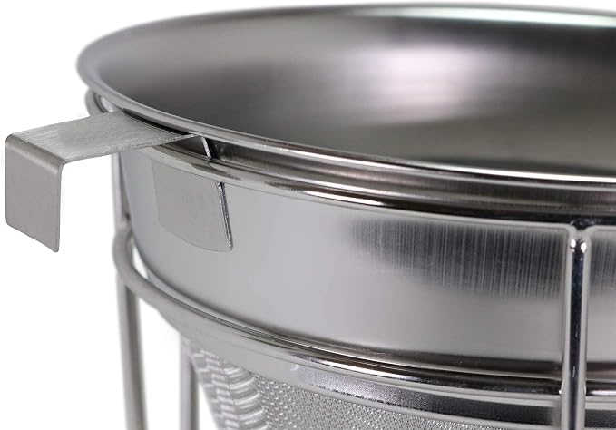 Anchy Premium 8" Chinois Fine Mesh Strainer Set with Stand & Bamboo Spatula – 18/8 Stainless Steel China Cap Cone Sieve, Professional Bouillon Strainer for Sauces, Soups, Broth, Stock, Jelly & Purees