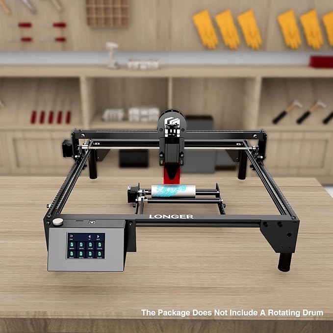 Longer RAY5 5W Laser Engraver with Rotary Roller, 8 Pcs Raiser, 3.5” Color Touch Screen, App Offline Control, DIY Engraver Tool for Metal/Glass/Wood Engraving Area 15.75"x15.75"
