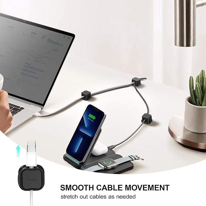12 Pack Magnetic Cable Clip Organizer Cord Holder, Picozon Adhesive Cable Management, Wire Phone USB Charger Cable Holder, Keeper Organizer for Office Home Desktop Table - Black