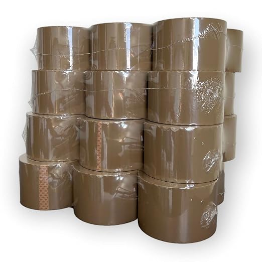 Heavy Duty Tan Packing Tape 24 Rolls 3 Inch x 110 Yards (330 Feet) Per Roll Carton Sealing Tape for Shipping Packaging Moving Office Storage & Tape Gun Refills 1.8 Mil 3960 Total Yards