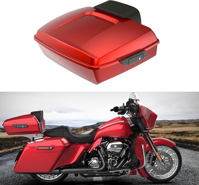 Advanblack Road Glide Tour Trunk Pack Wicked Red Chopped Tour Trunk Pack Backrest Pad for '97-'25 Harley Touring Road King Street Glide Electra Glide CVO models