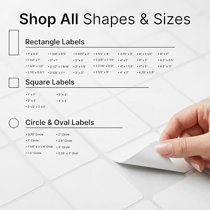 2" X 2" Matte White Printable Labels (250 Sheets, 5000 Stickers) Custom Labels, Logo Stickers, QR Codes for Laser & Inkjet Printers - Spartan Industrial Template S002