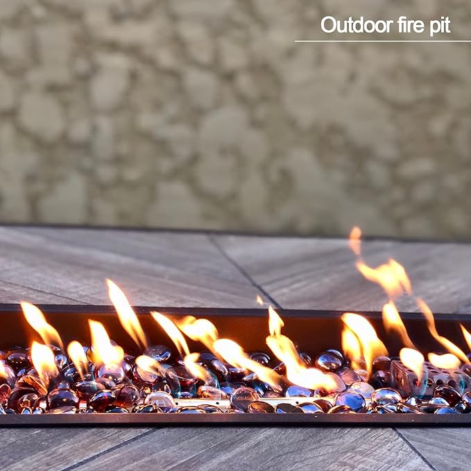 19 lbs Fire Pit Glass Beads,1/2 Inch Pacific Blue Fire Glass Rocks | Reflective,For Natural or Propane Fire Pit, Landscaping Rocks Stones,for vases&crafts,Tempered,Glass Pebbles