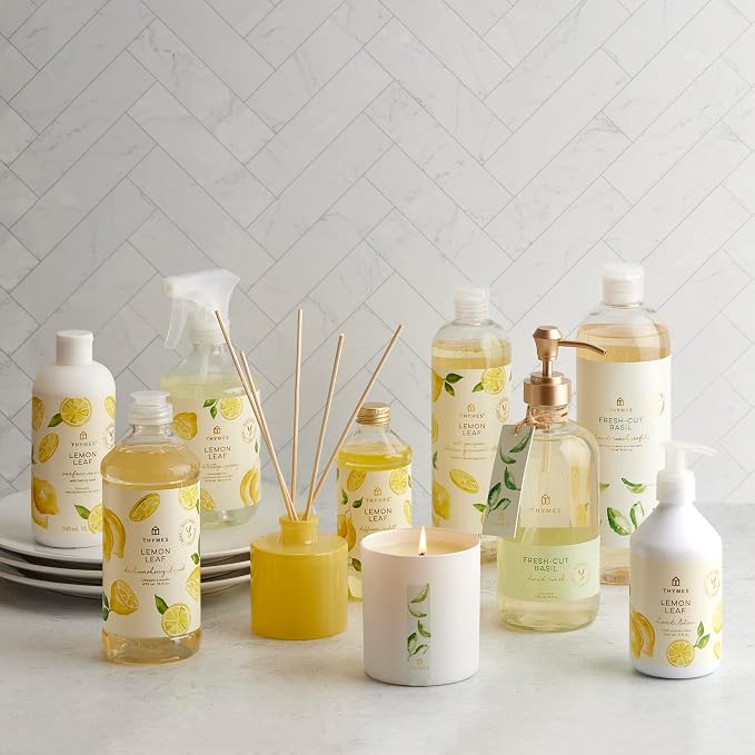 Thymes Hand Wash Refill - Scented Liquid Hand Soap Refill - Deeply Cleansing & Hydrating Formula - Plant-Based Skin Care - Clean & Invigorating Blend (Fresh-Cut Basil, 24.5 fl oz)