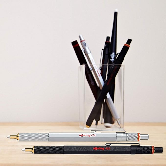 Rotring 800 Retractable Ballpoint Pen, Medium Point, Silver