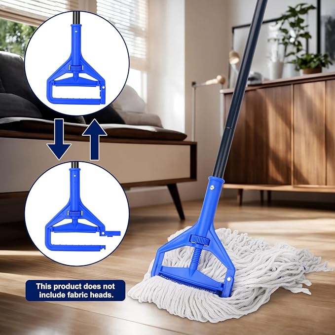 KeFanta 60 Inch Mop Handle Commercial Heavy Duty,Industrial Metal Mop Stick Replacement Quick Change,Wet Mops Head Replacement Holder for Floor Cleaning