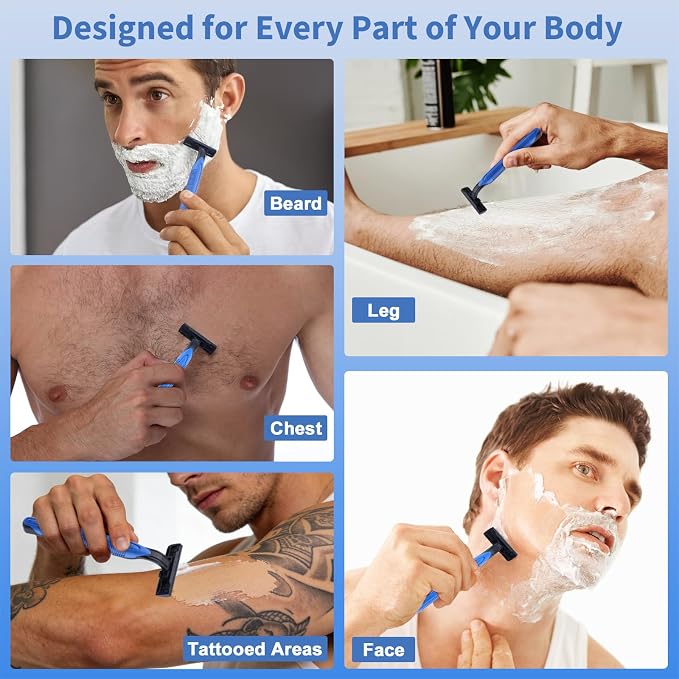 120 Pack Disposable Razors Bulk for Men with Shaving Cream, Shaving Kit for Men, Homeless Supplies Bulk, Individually Wrapped Twin Blade Razors Travel Cream for Hotel Airbnb Shelter Camping