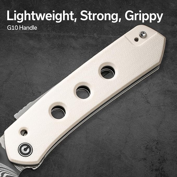 CIVIVI Vision FG Pocket Knife,3.54" Damascus Reverse Tanto Blade C22036-DS1 | Superlock Folding Knife with G10 Handle, Reversible Ambidextrous Clip for EDC Camping Hiking