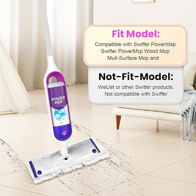 Pure Realm 40 Cout Power Mop Pads Refills for Powermop , Multi-Surface Disposablen swiffer Power Mop Pads，Unscented Spray Cleaning Repalcement Pads Refill