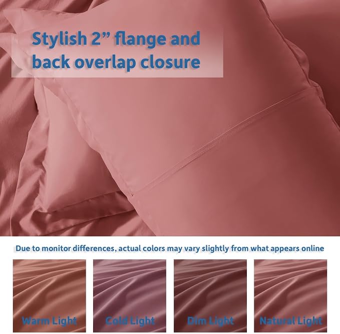 Nestl Pink Clay Duvet Cover Full Size - Soft Double Brushed Full Size Duvet Cover Set, 3 Piece, with Button Closure, 1 Duvet Cover 80x90 inches and 2 Pillow Shams