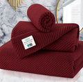 VOOVA & MOVAS 3PC Towel Set, 100% Cotton, Burgundy | 1 Large Bath 30x56 In, 1 Hand 18x28 In, 1 Wash Cloth 13x13 In, Quick Dry, Soft, Thick, Towels For Bathroom, Towel Gift
