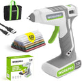 WORKPRO Cordless Hot Glue Gun, 30s Fast Preheating, 7.2V Dual-Temp Glue Gun Kit with 50pcs Glue Gun Sticks, Storage Bag, USB-C Charging Cord, 2600mAh Battery for DIY and Crafting, White