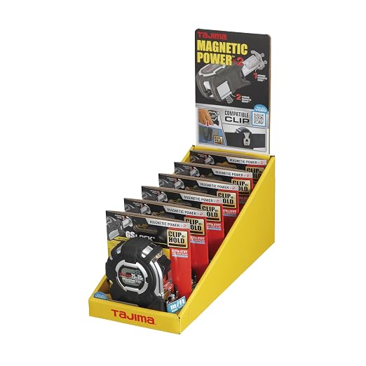 TAJIMA Tape Measure - 25ft/7.5m x 1in GS-Lock Measuring Tape with Dual Magnetic Power & Compatible Clip - GS-SC25/7.5MBW