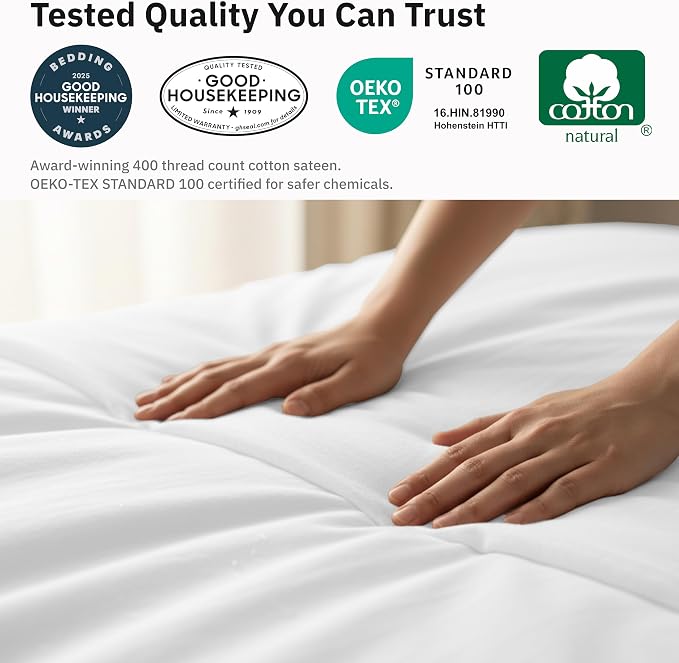 California Design Den 3-Piece Queen Duvet Cover Set Cotton - 400 Thread Count, 100% Cotton Sateen, Soft Queen Bed Duvet Cover Set, Button Closures, Corner Ties, Durable Bedding - Antique White