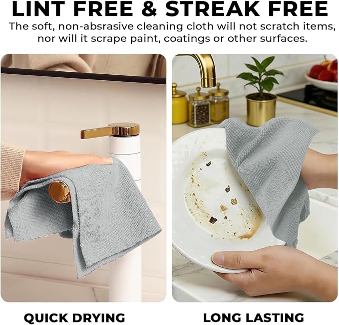AS-Microfiber Cleaning Cloth Roll, 20Pcs Reusable Tear-Away Towels, 4000 Times Washable Ultra Absorbent Lint-Free Cleaning Cloths for Kitchen, Car, Garage & Home