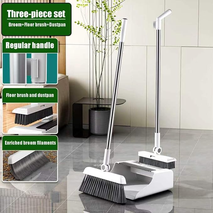 Broom and Dustpan Set for Home, Indoor Sweeping Cleaning Kit