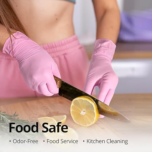 SwiftGrip Pink Nitrile Gloves, 3-mil, Industrial Gloves Disposable Latex Free, for Cleaning & Esthetician, Rubber Powder-Free, 100-ct Box (Medium)