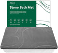 XMarrat Stone Bath Mat, Diatomaceous Earth Bath Mat, Super Absorbent Quick Drying Stone Bath Mats for Bathroom, Non-Slip Bath Stone Mat, Natural Stone Shower Mat, Easy to Clean(23.6 x 15.4 Dark Grey)