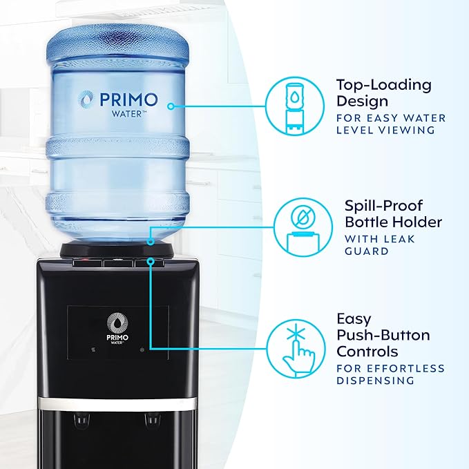 Primo Water Dispenser for 5 Gallon Bottle with Pet Drinking Station - Hot & Cold Top Loading Water Cooler Machine