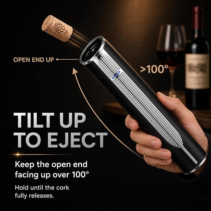 BLUBYEES Electric Wine Bottle Opener with Charging Base & Built-in Foil Cutter – Rechargeable Intelligent Touch-Activated Automatic Corkscrew – Luxury Christmas Wine Gifts for Women, Men, Seniors