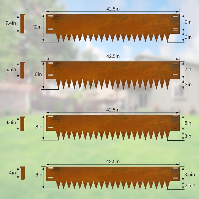 Co rten Steel Landscape Edging 12 Inch, 6 Packs Pre-Rusted | 40x12 inch | Metal Edging | 1mm thick for garden yard lawn