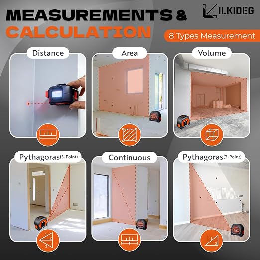 4-in-1 Digital Laser Tape Measure - Multitool Pen, 196ft Laser Measuring Tool, 16ft Measuring Tape, Crosshair Line Laser Level, Area/Volume/Pythagorean, Woodworking Tools, DIY, Ft/Ft+in/in/M Unit, edc