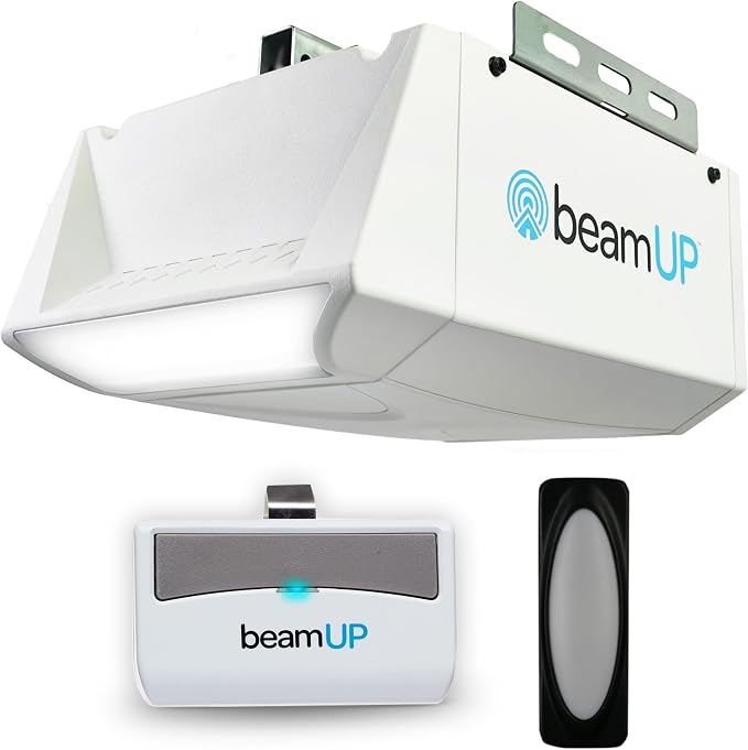 Pacer BU50 Overhead Garage Door Opener with Heavy-Duty Chain Drive for Single or Double Doors, Wall Mount, and Remote Garage Opener Included, Quick and Easy Installation, White