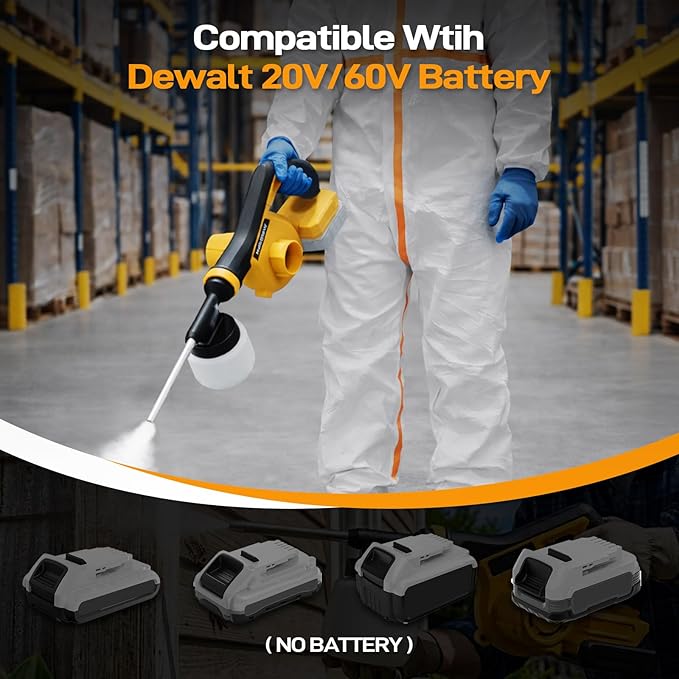 Electric Diatomaceous Earth Duster Compatible for DeWalt 20V/60V Battery, Garden Dust Applicator with 800mL Capacity｜Variable Speed, 3 in 1 Diatomaceous Earth Spray/Blower/Vacuum Cleaner (NO Battery)