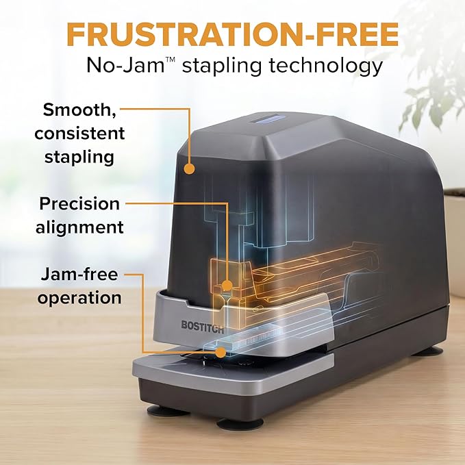 Bostitch Office Impulse Heavy Duty Electric Stapler Value Pack, 45 Sheet Capacity, Includes 5,000 Staples & Staple Remover, No-Jam, Faster Stapling, Black