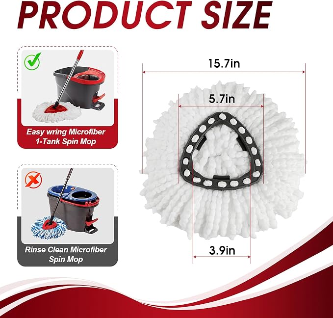 16 Pack Spin Mop Refills Head, Mop Heads Replacement for Spin Mop, Washable Microfiber Mop Replace Head Spin Mop, 360°Spinning Micro Replacement Mop Head for Easy House Cleaning Floor Mopping