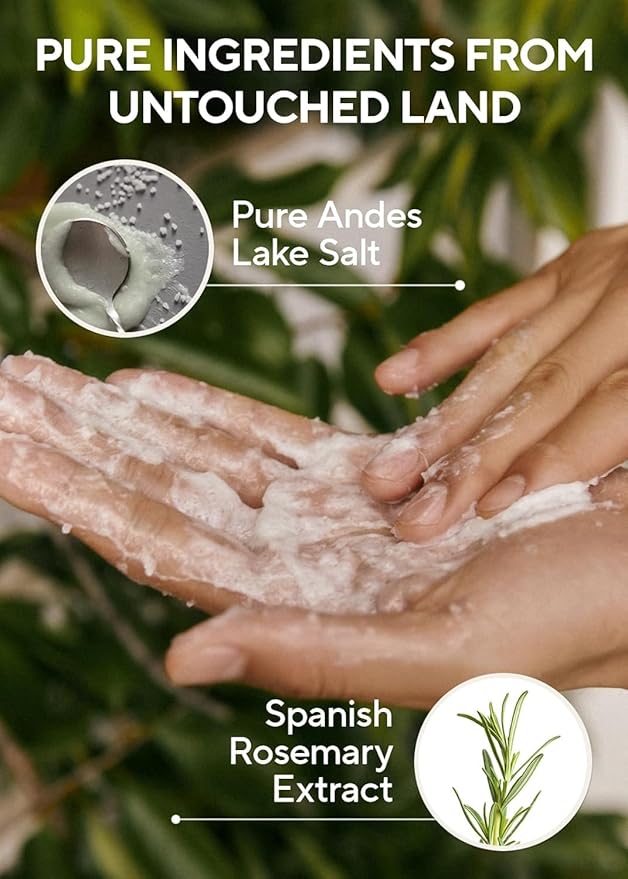AROMATICA Rosemary Salt Scrub Shampoo - Hair Loss Korean Scalp Detox Shampoo with Rosemary Scalp Oil | Scalp Exfoliator with Salt Scrub for Oily Scalp | Sulfate Free, Silicone Free (10.5 oz / 300g)